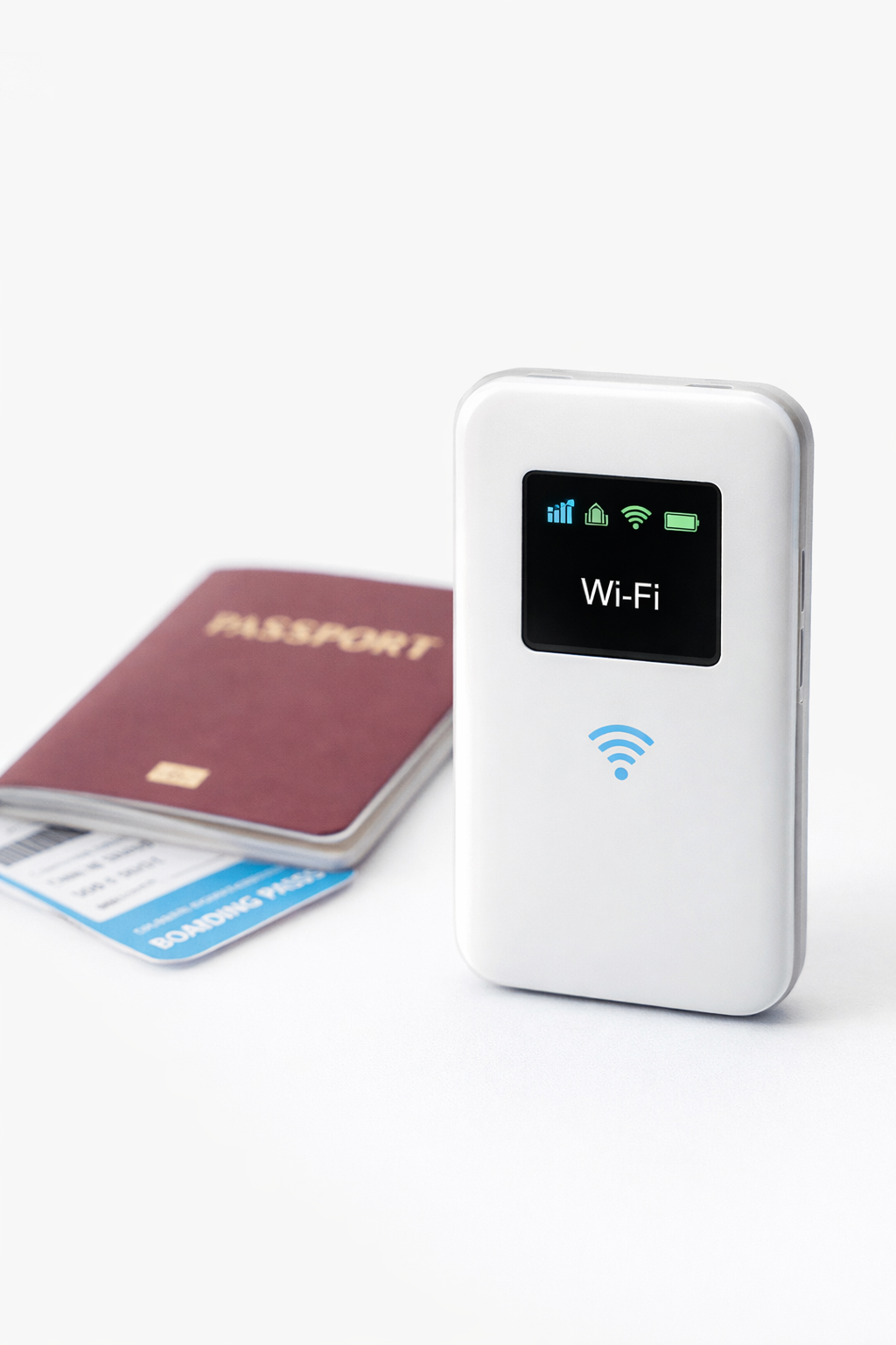 Portable WiFi router with travel accessories